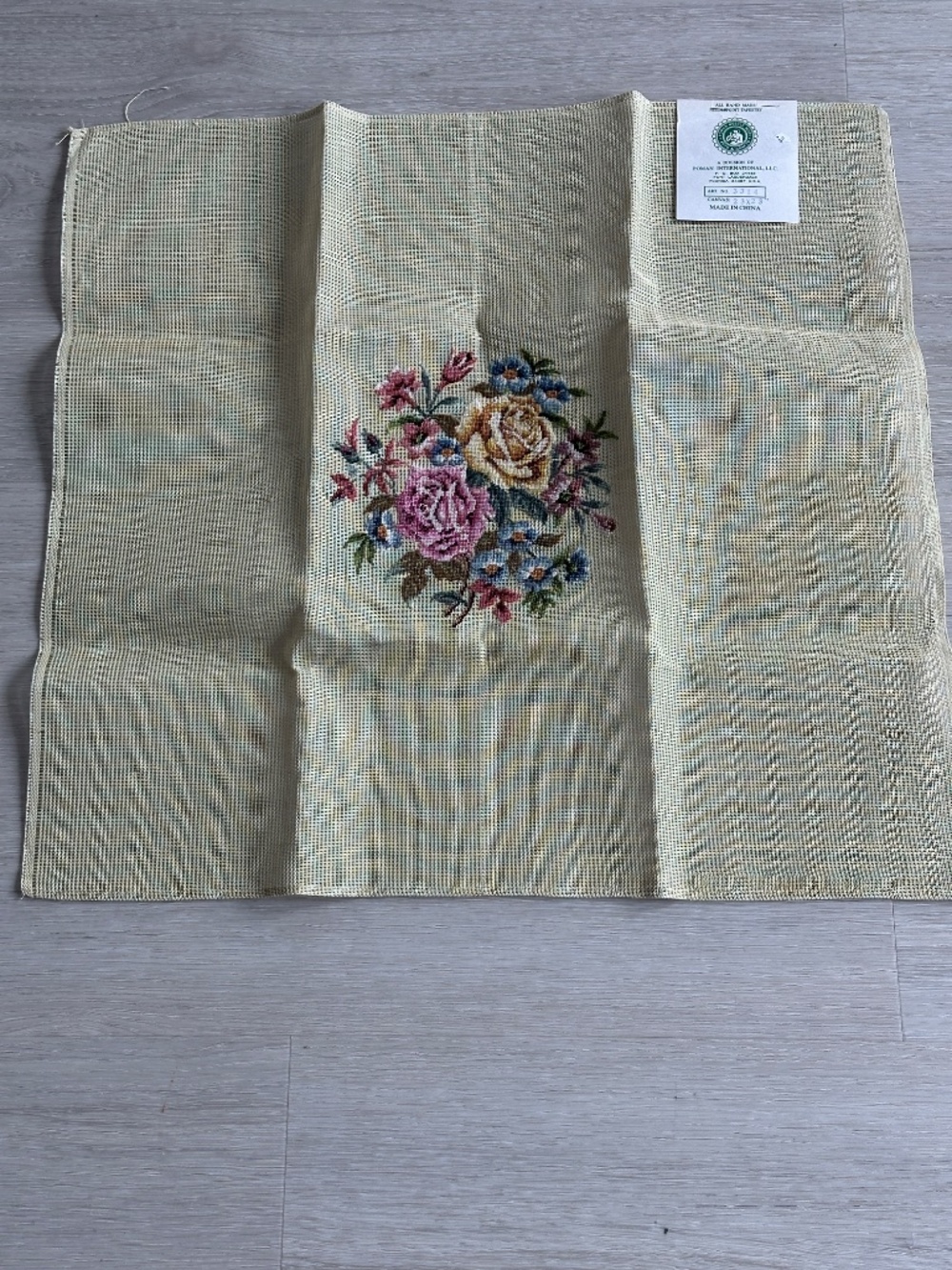 Vintage ZWEIGART Floral Needlepoint Canvas Hand-Worked Grandmillennial 17x11